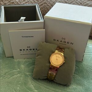 Used Rose Gold with Crystal Accents Skagen Women's Watch